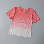 Women's yoga top and shorts gradient in pink and white from The Lady's Haven Boutique for stylish workouts